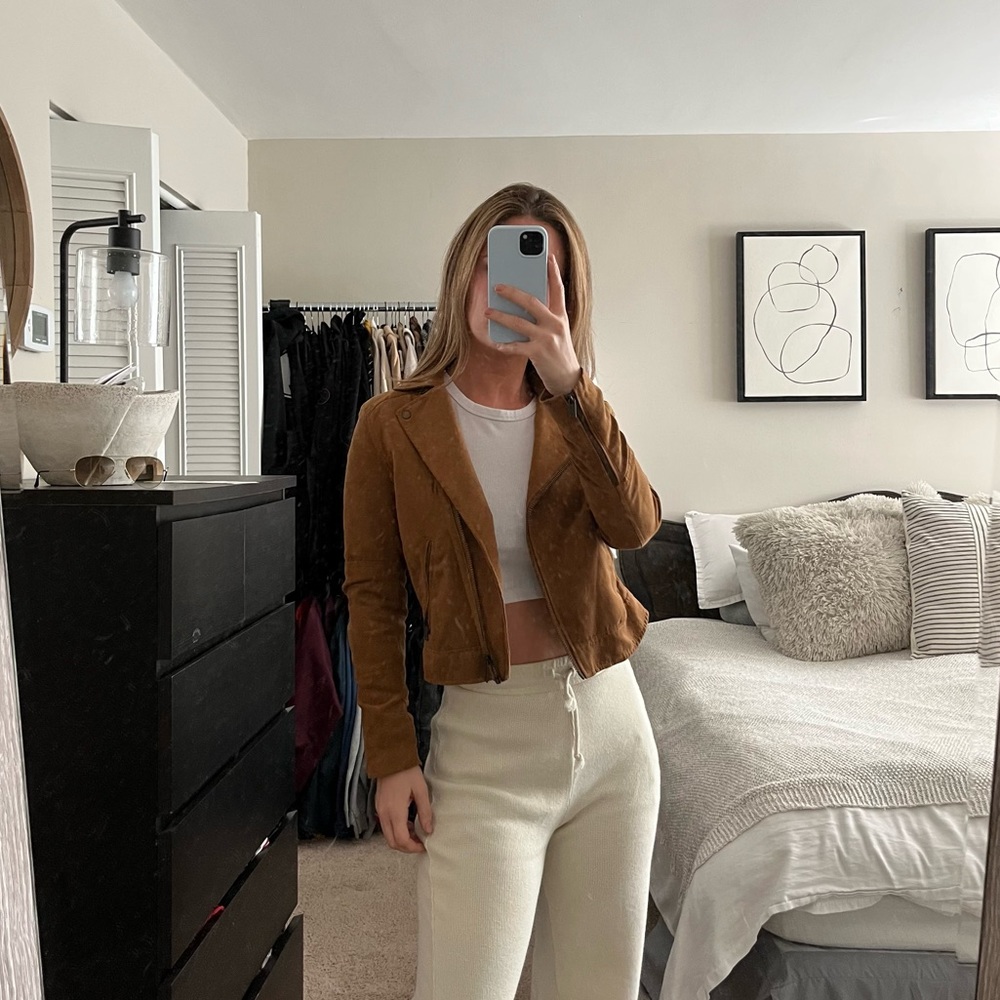 H&M Brown Suede Moto Jacket